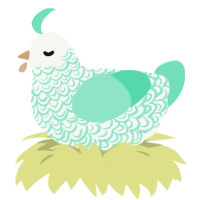 A white and mint chicken with a double-lace pattern
