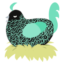 A black and mint chicken with a double-lace pattern
