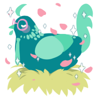 A teal and mint chicken with a neck-speckle pattern