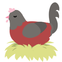 A red and grey chicken with a head pattern