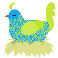 A sky and lime chicken with a double-lace pattern