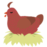 A red and russet chicken with a lace pattern