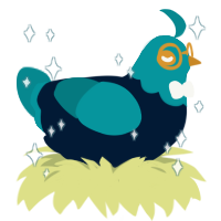 A tumblr and teal chicken with a head pattern