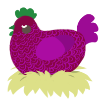 Cupid, a maroon and plum chicken with a double-lace pattern