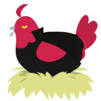 A sable and crimson chicken with a head pattern