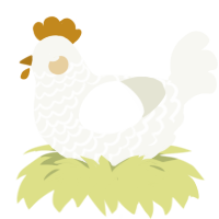 applesauce, a white chicken with a lace pattern