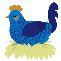 Moon, a sapphire and navy chicken with a lace pattern