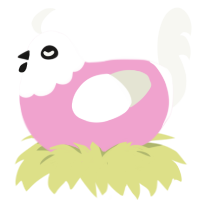 pepis, a pink and white chicken with a head pattern