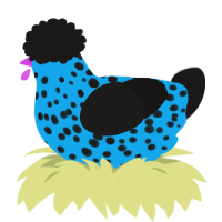 A sky and sable chicken with a speckle pattern