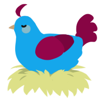 blue baby, a sky and maroon chicken