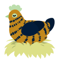A ochre and tumblr chicken with a bar pattern