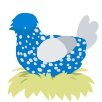 GetInto Hypnosis Mic, a sapphire and mist chicken with a speckle pattern