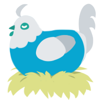 GetInto Hypnosis Mic, a cerulean and mist chicken with a head pattern