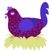 (unnamed), a wine and indigo chicken with a speckle pattern