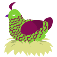 A grass and wine chicken with a lace pattern