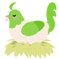 A cream and grass chicken with a head pattern