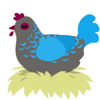Lost Eyes, a grey and sky chicken with a half-lace pattern
