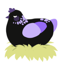 Date Night, a black and lilac chicken with a neck-speckle pattern