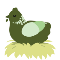 Mossie, a olive and gluppy chicken with a neck-speckle pattern