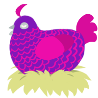 Frappe, a violet and fuchsia chicken with a lace pattern