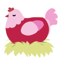 A crimson and pink chicken with a head pattern