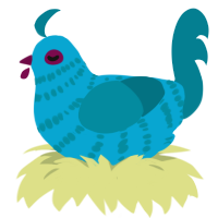 A cerulean and sea chicken with a bar pattern