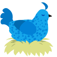 Anthem, a sky and sapphire chicken with a speckle pattern