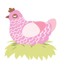 Choco Dipped, a pink and rose chicken with a lace pattern