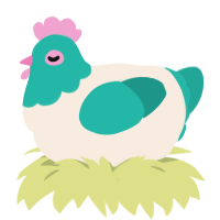 A cream and turquoise chicken with a head pattern