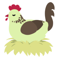 tree bark, a apple and bark chicken with a neck-speckle pattern
