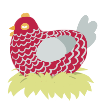 火锅, a crimson and silver chicken with a lace pattern