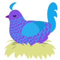 the blurple, a blurple and sky chicken with a lace pattern