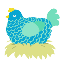 A cerulean and mint chicken with a lace pattern
