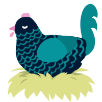 Walm, a tumblr and teal chicken with a lace pattern