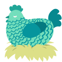 Uranus, a mint and teal chicken with a lace pattern