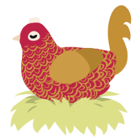 (unnamed), a crimson and gold chicken with a double-lace pattern