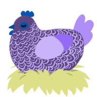 Amethyst, a overcast and lilac chicken with a double-lace pattern