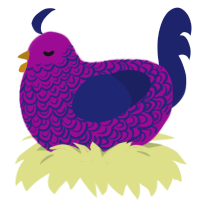 Mir, a plum and navy chicken with a double-lace pattern
