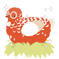 cabalasa, a vermilion and cream chicken with a half-lace pattern