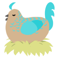 A beige and aqua chicken with a half-lace pattern