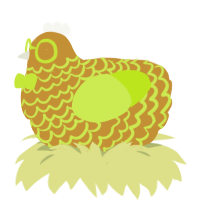 Limon, a gold and lime chicken with a lace pattern