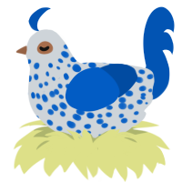 Sunset Sodalite, a mist and ultramarine chicken with a speckle pattern