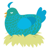 twitter birb, a turquoise and cerulean chicken with a lace pattern