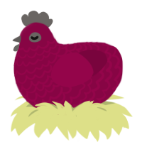 A maroon chicken with a lace pattern