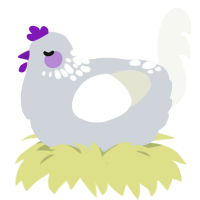 A mist and white chicken with a neck-speckle pattern
