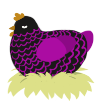 Nihilist Grrl, a sable and plum chicken with a lace pattern