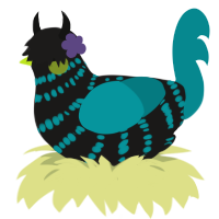 sinagtala, a sable and teal chicken with a bar pattern