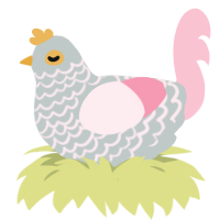 Silverine, a silver and rose chicken with a lace pattern