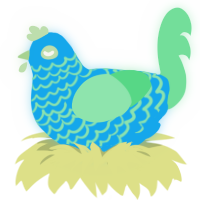 Luminescent, a sky and spring chicken with a lace pattern