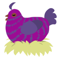 berry, a plum and overcast chicken with a bar pattern